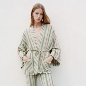 NWOT Zara Oversized Fit Striped Kimono
